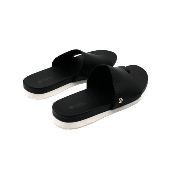 Cristeena Womens Faux Leather Embellished Slide Sandals - Picture 4 of 8